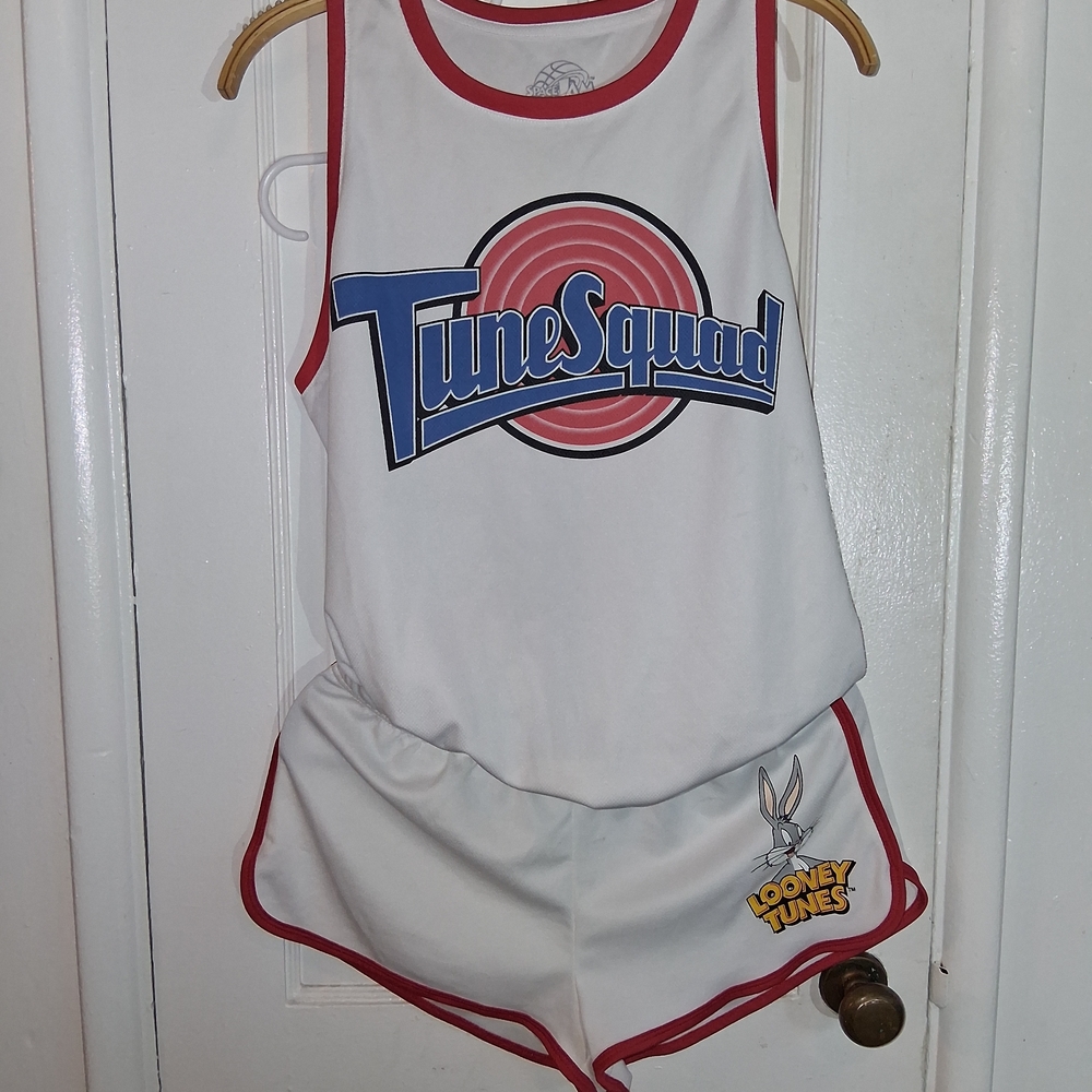 Tune Squad White and Red Tank Top and Shorts Set